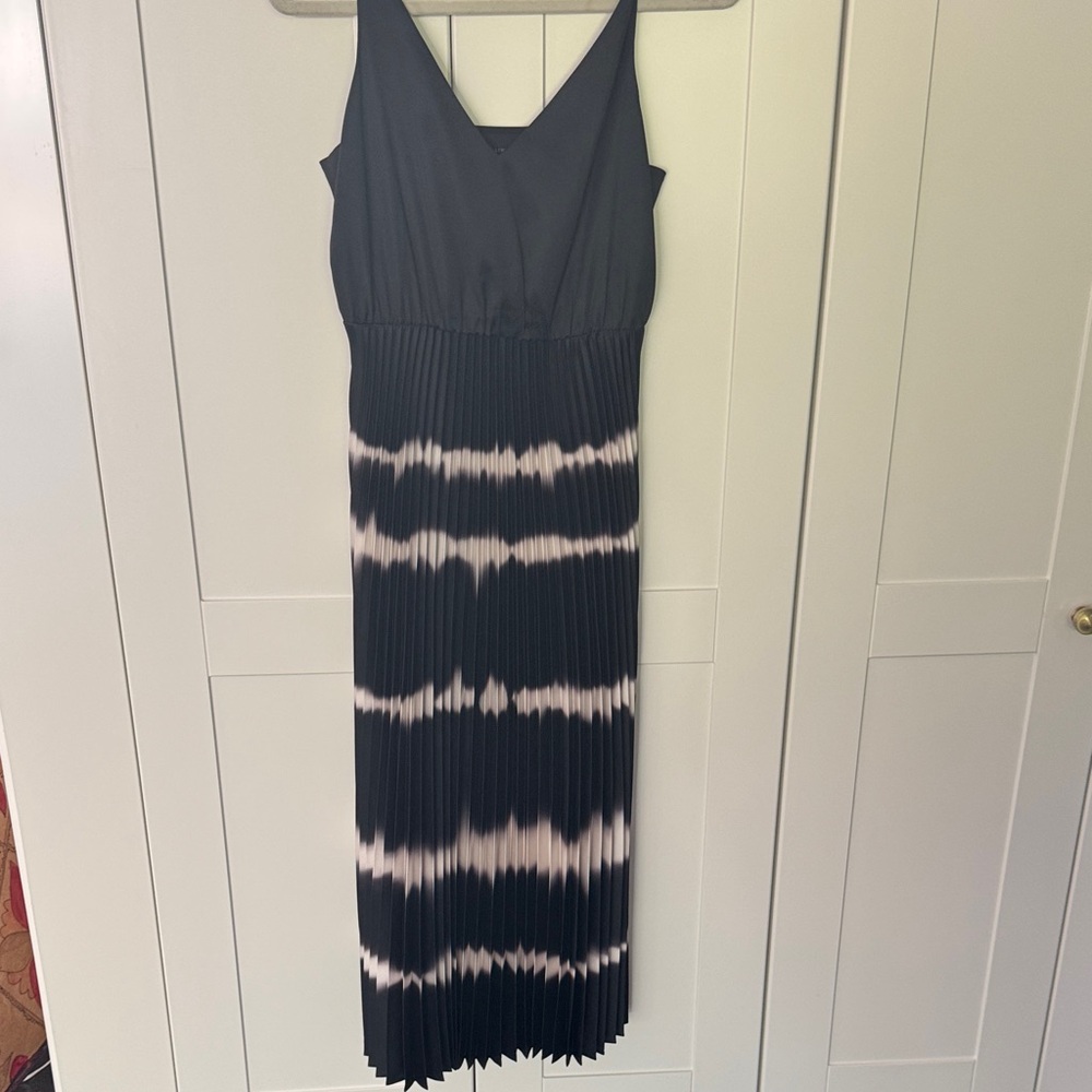 Allsaints Pleated Spaghetti Strap Maxi Dress - Black & White